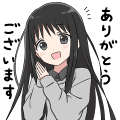 Lineスタンプ 黒髪ロングの女の子3 40種類 1円