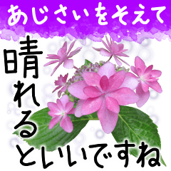 6月梅雨の手書きの言葉に紫陽花を添えて